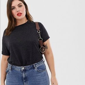 ASOS US 24 BLACK HEATHERD T-SHIRT